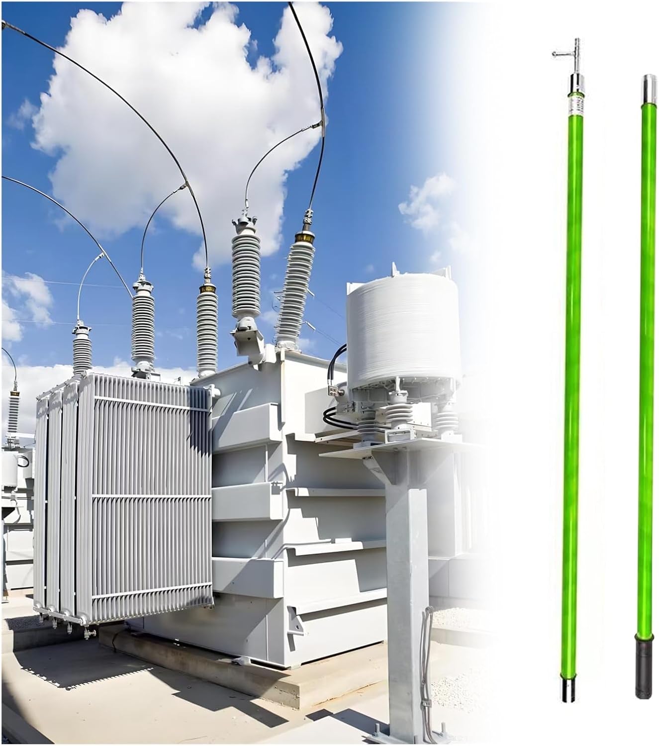 Electrical Safety Rescue Hook, Insulated Rescue Hook 10kV to 500kV Multi-Voltage Detachable Pole Multiple Sizes Green(2-Section2m/6.6ft)