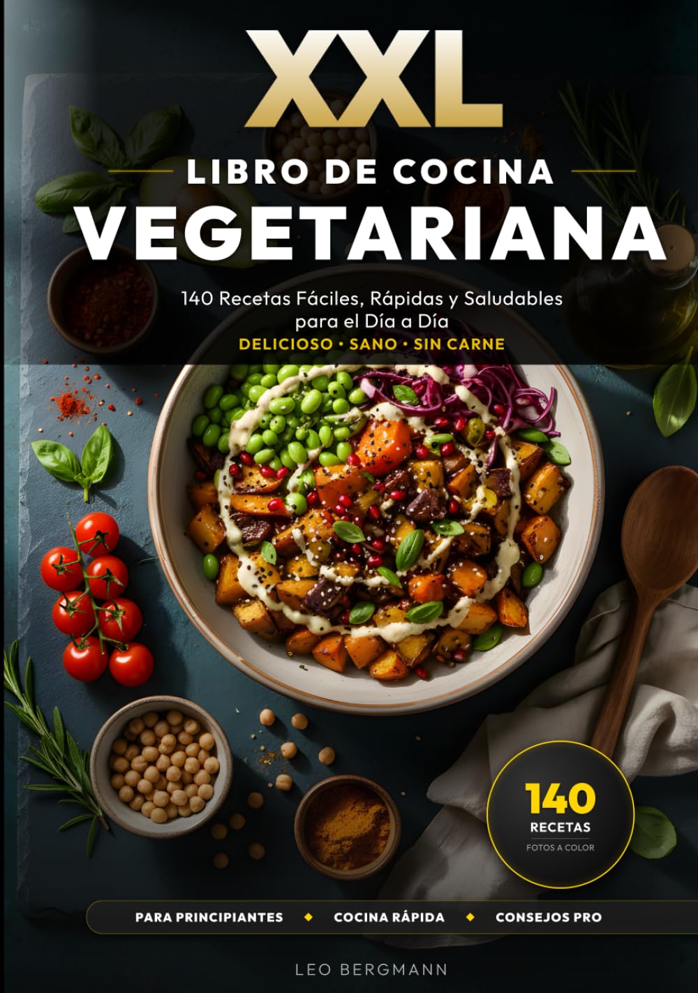 XXL Libro de Cocina Vegetariana: 140 Recetas Fáciles, Rápidas y Saludables para el Día a Día: El recetario sin carne con fotos a color y nutrición. ... para tu familia! (Libros de Cocina XXL [ES])