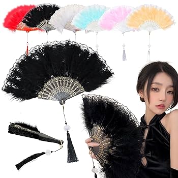 Amazon.co.jp: 羽扇子 舞扇子 ジュリ扇子 レース 扇子 ダンス