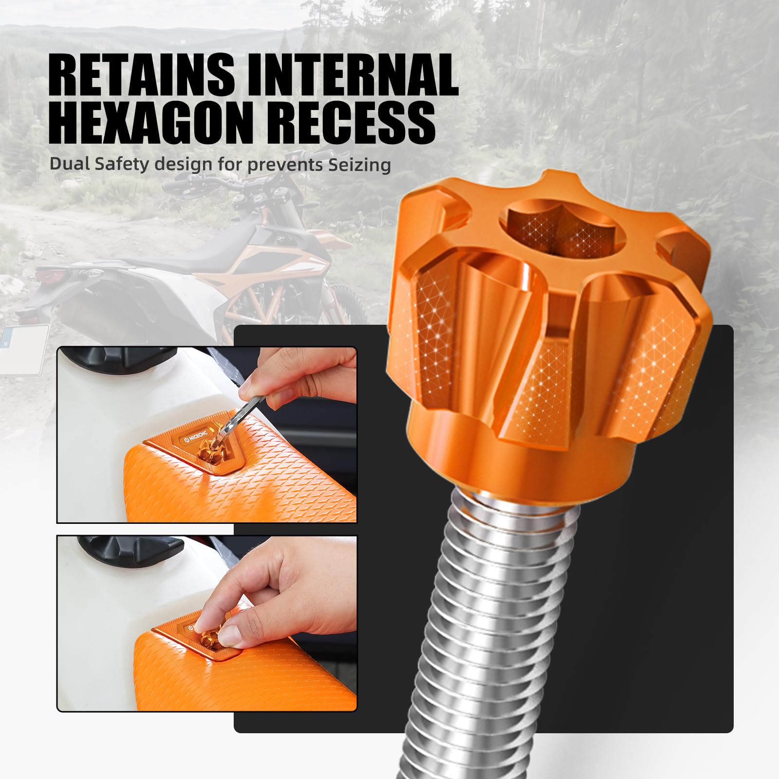 NICECNC Couverture de siège Protection Moto, CNC Aluminium Compatible with KTM 125-450 XC/SX/XCF/SXF 2023-2026, 150-500 EXC/EXCF/XCW/XCF-W/XW-F 2024-2026 Orange, Facile à Installer