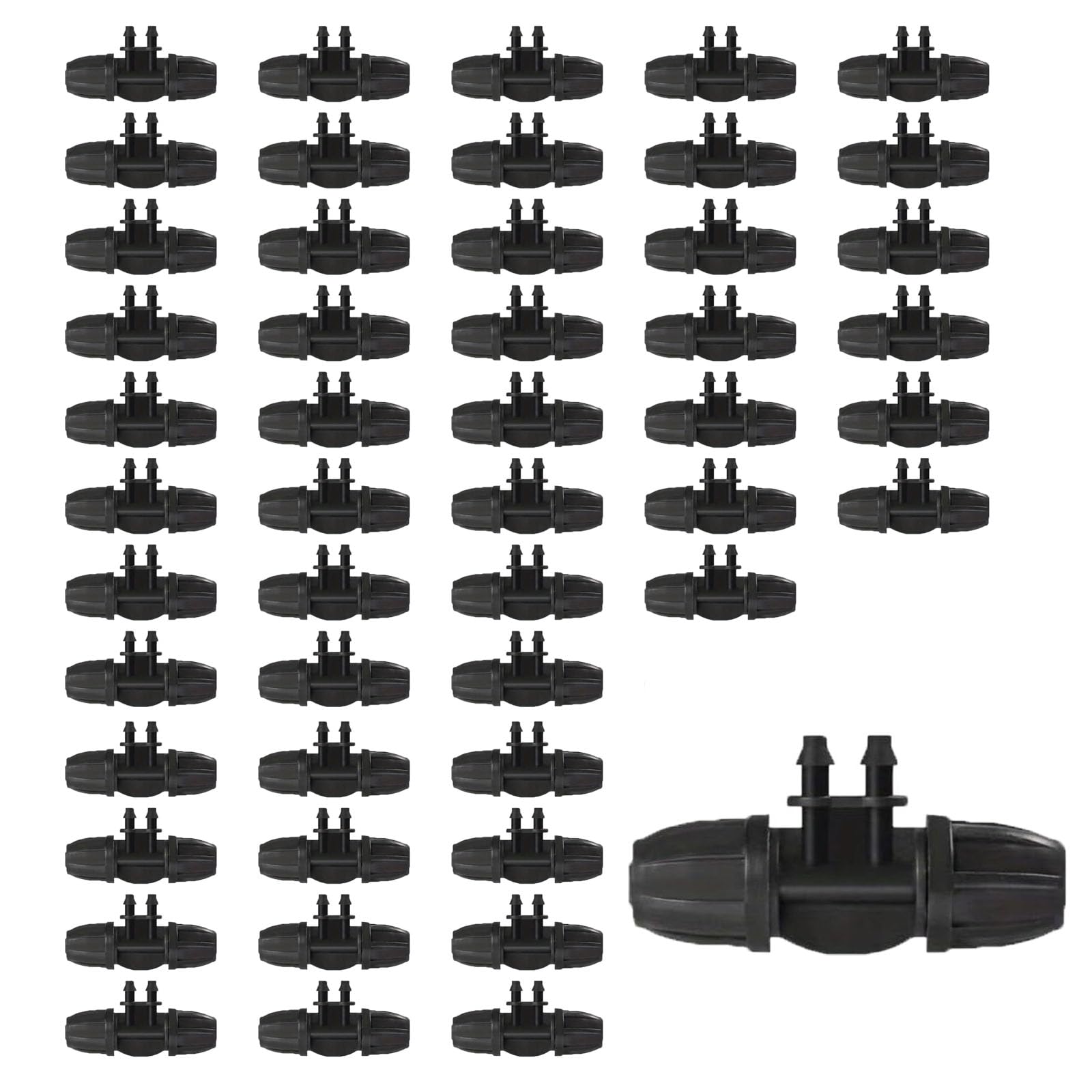 50PCS Drip Irrigation Fittings, 4-Way 8/11mm to 4/7mm Barbed Lock Watering Connectors Irrigation Tube Fitting for Garden Farm Greenhouse