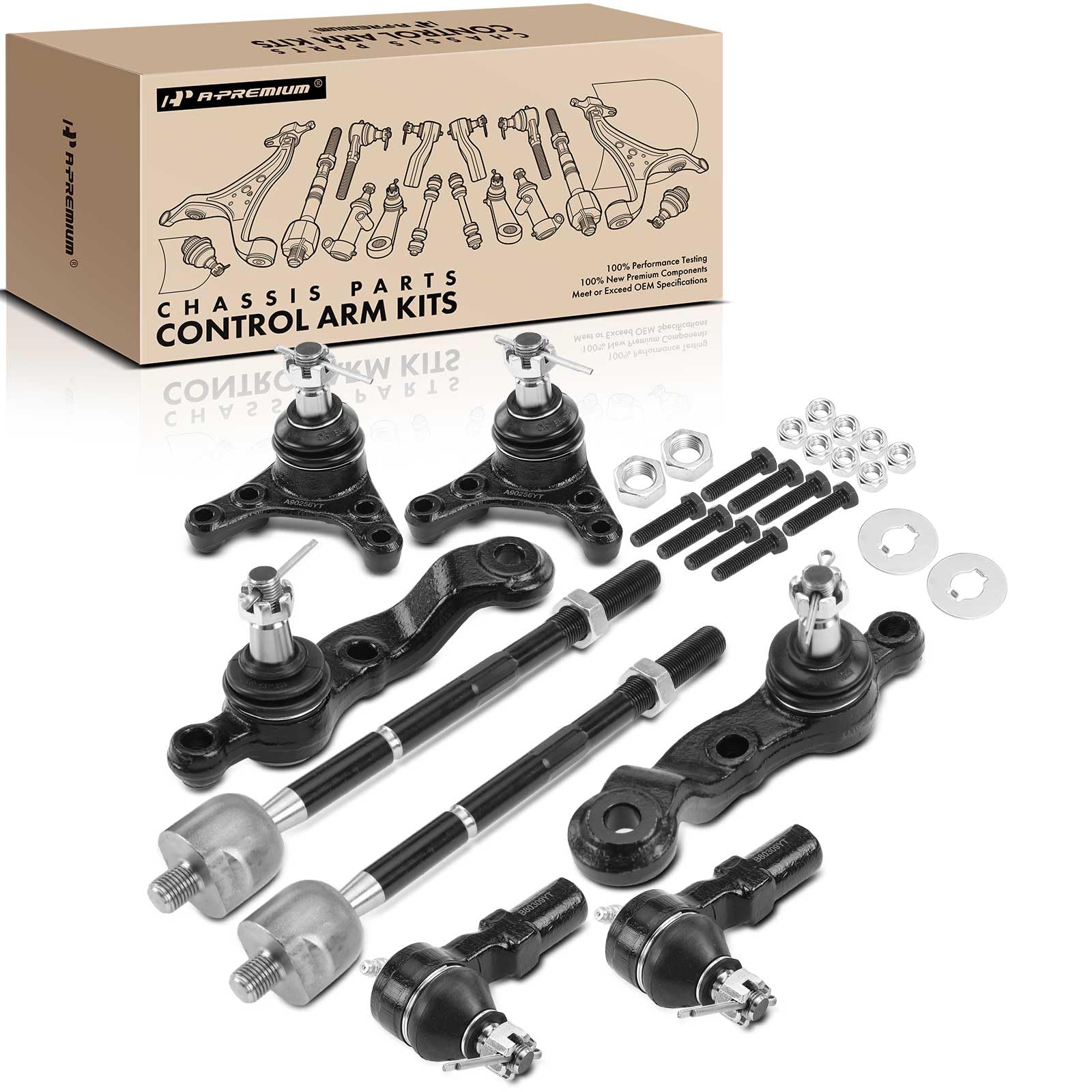 Photo 1 of A-Premium 8Pcs Front Suspension Kit, Upper & Lower Ball Joint, Inner & Outer Tie Rod End, Compatible with Toyota Tacoma 1995-2004, RWD Only, with Power Steering