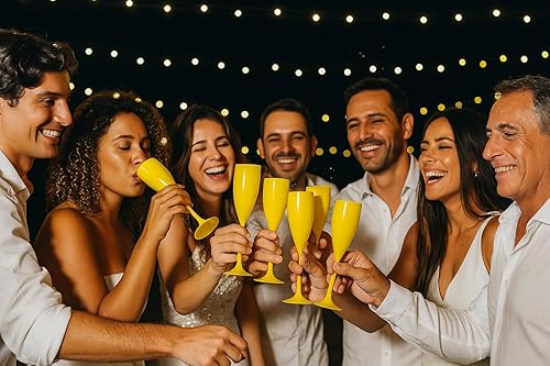 Miniatura 5 de Copas acrílicas de plástico sin tallo - Copas de champán de boda, 5.4 fl oz (5.4 fl oz), amarillo