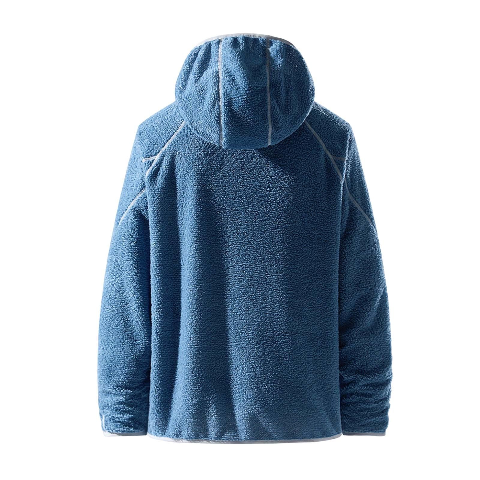Fleecepullover Herren Winter Sweatshirt Dicke Fleece Hoodie Teddyfleece Thermo Hoody Doppelseitige Fleece Pullover Warm Plüsch Herrenpullover Oversize Winterpullover Freizeit Kapuzenpullover S-XXL