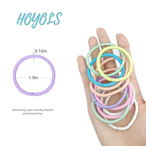 Miniatura 9 de HOYOLS Lazos elásticos para el cabello sin daños, bandas de pelo de 0.157 in para cabello de mujer, soportes de cola de caballo gruesos para niñas y