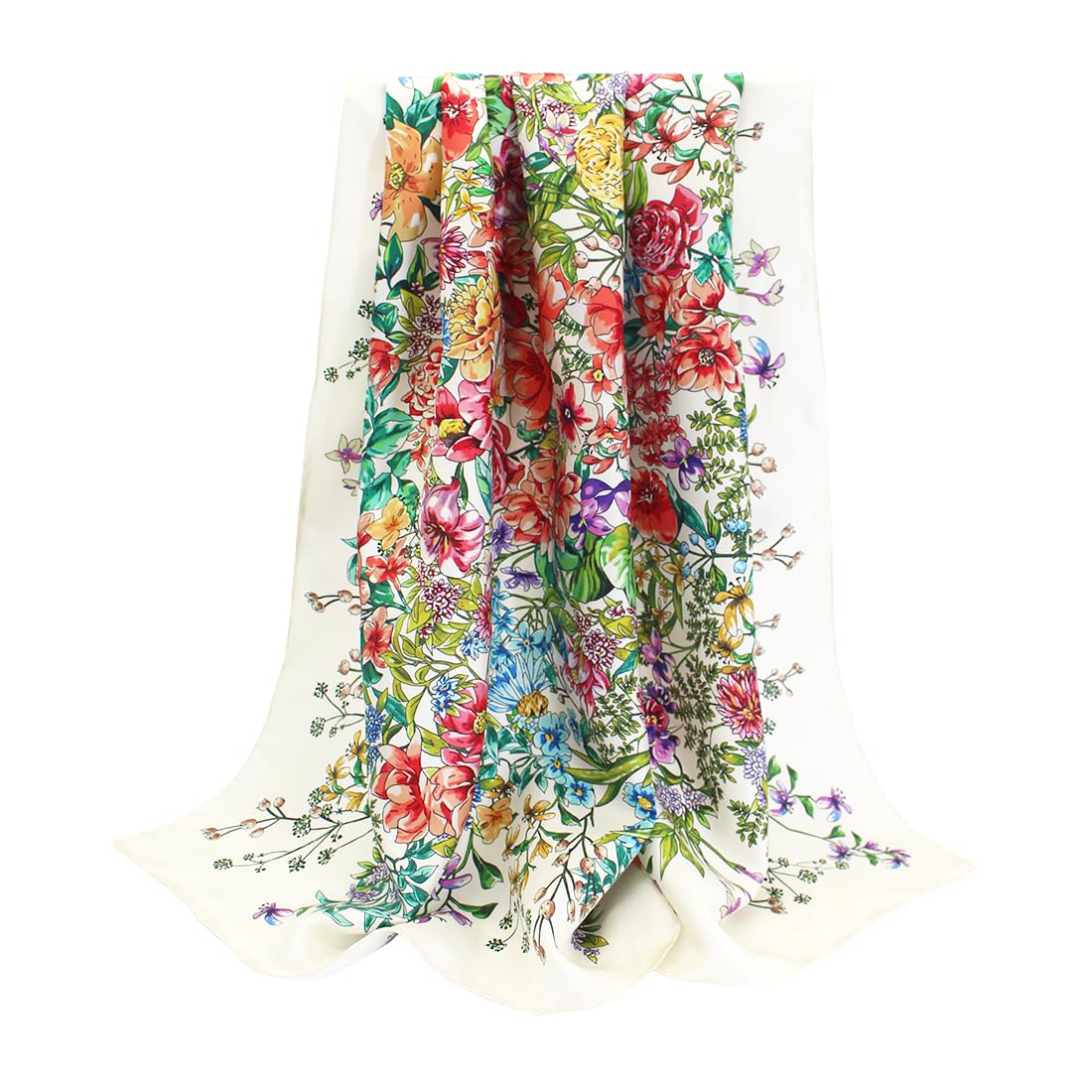 ANDANTINO 100% Pure Mulberry Silk Scarf 35'' Large Square Lightweight Headscarf –Women’s Hair Wraps-With Gift Packed'