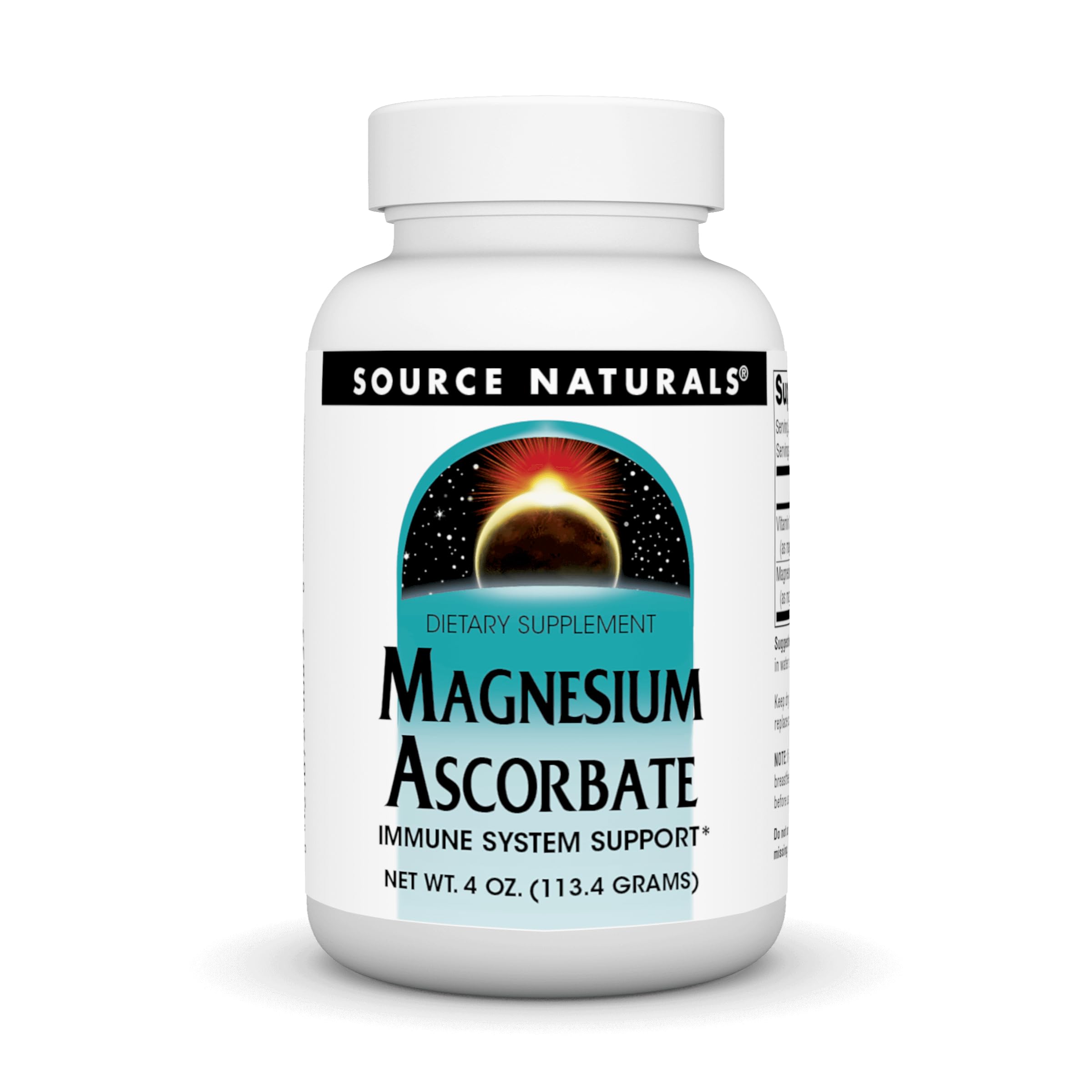 Source Naturals Magnesium Ascorbate Crystals - Non-Acidic Vitamin C - 4 Ounce Powder