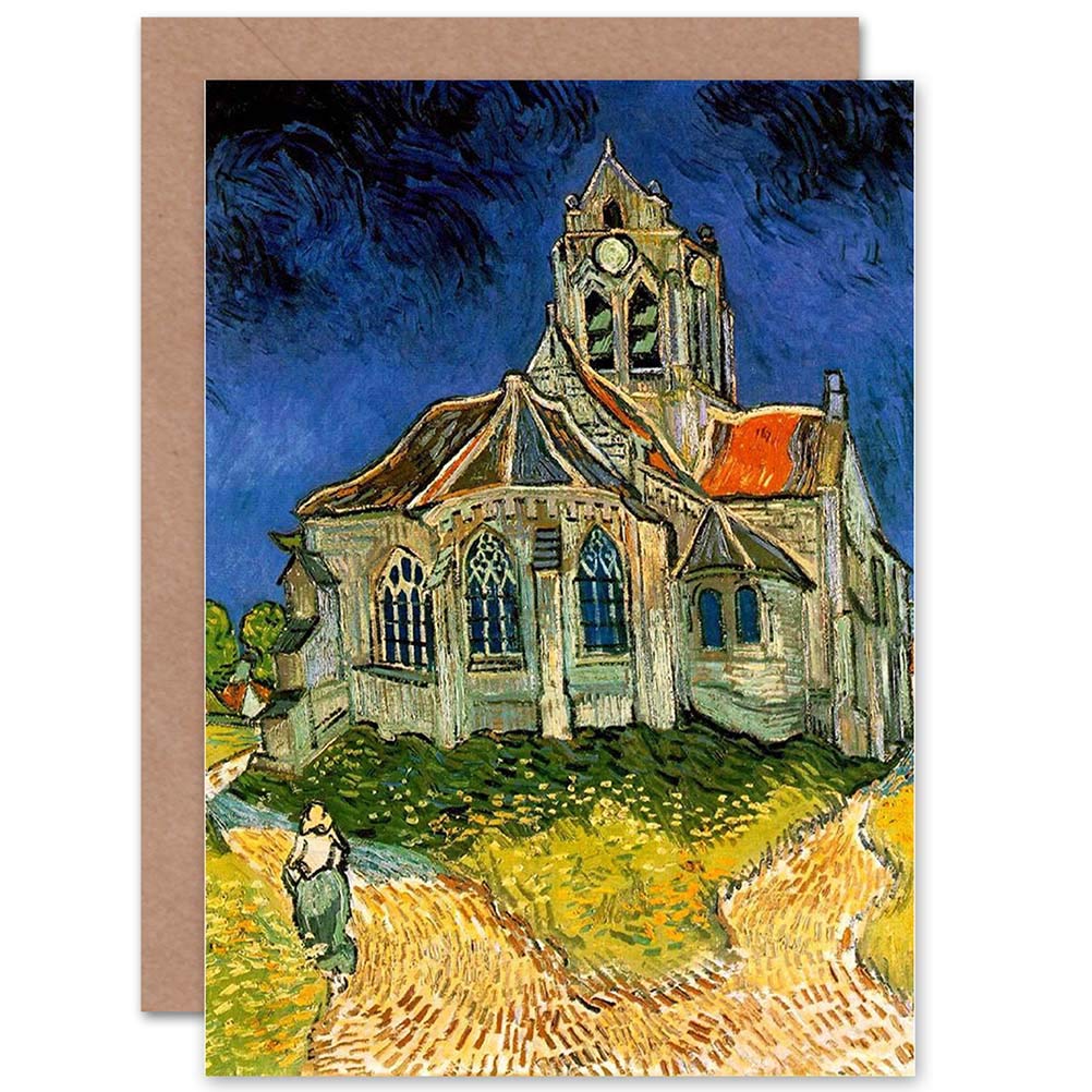 Wee Blue Coo Blue Wee Coo Vincent Van Gogh Church At Auvers 1890 Old Master Painting Greeting Card