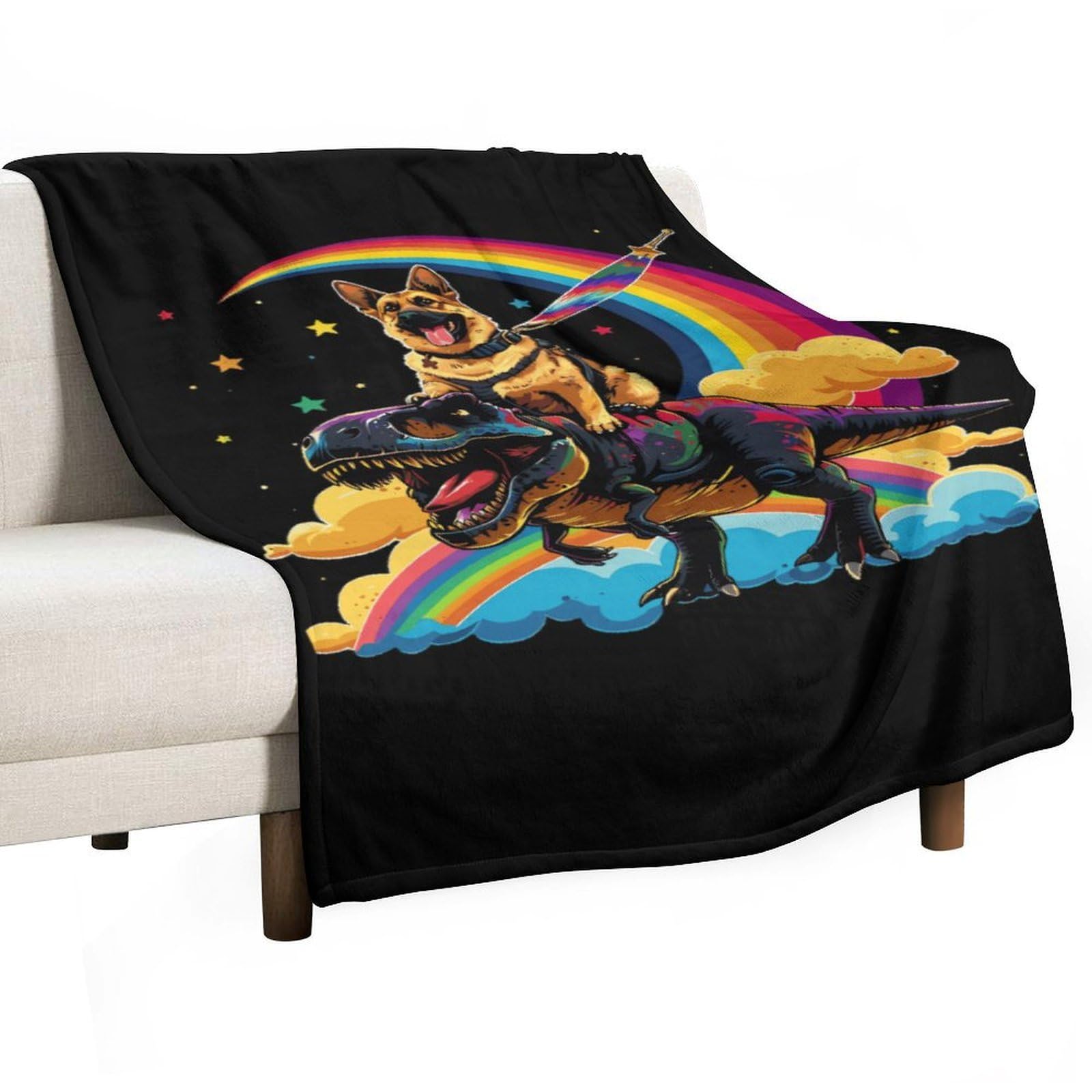 Cgsbngha Style German Shepherd Riding Flannel Fleece Blanket Lightweight Soft Throw Blankets For Sofa Couch Bed Chair