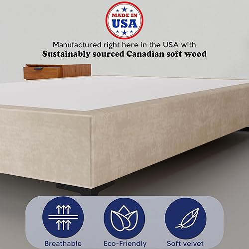 Miniatura 6 de Greaton, Cama con plataforma de madera de terciopelo de alta calidad de 15 pulgadas, duradera, elegante, opciones de multicolor, no necesita somier,