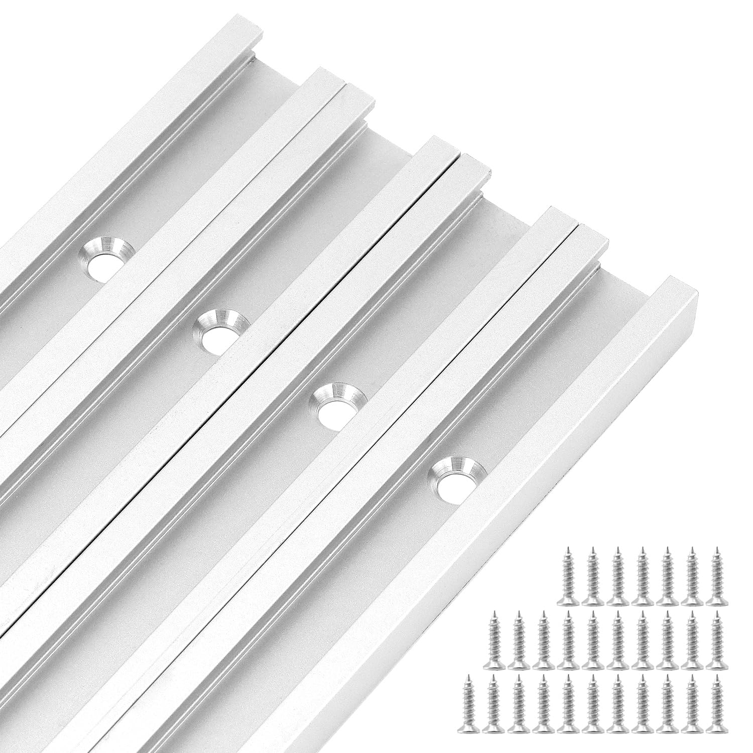 QWORK® 4 Piezas 1220mm T-Slot Track, Carril Guia en T de Aluminio para Tabla de Enrutador
