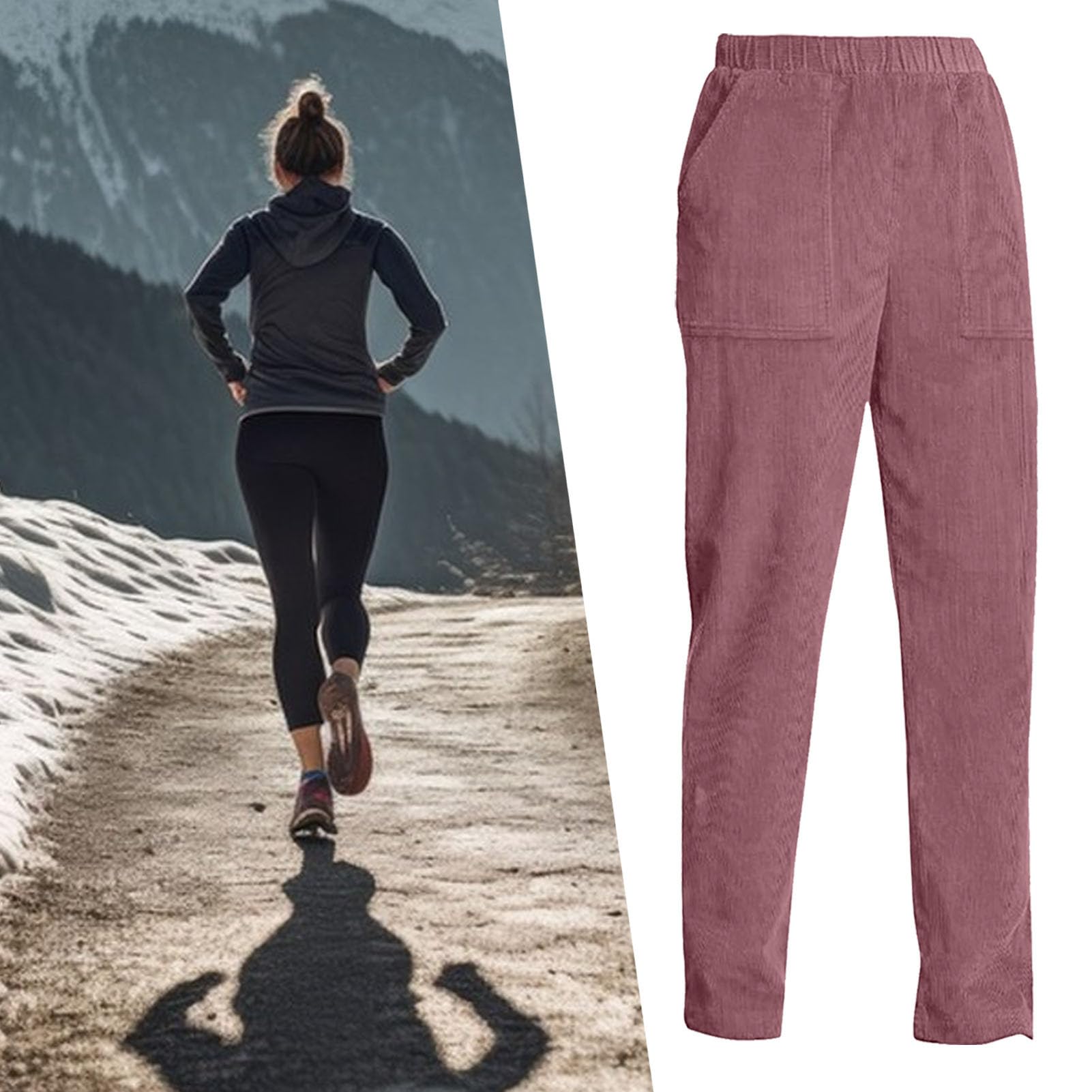 Lambo Cordhosen für Damen | Weiche Hose mit geradem Bein und Taschen - Lässige Herbsthose mit hoher Taille für Mädchen