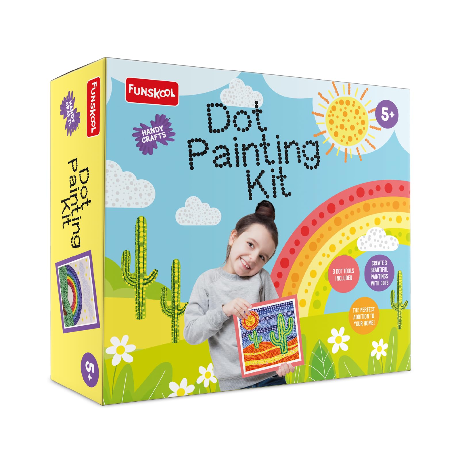 Funskool Handycrafts Dot Painting, Learn The Art of Painting with dots, Make 3 dot Paintings, Art and Craft kit, DIY Kit, Ages 8 Years and Above, Multicolour (B09NGSC14Q) Amazon Price History, Amazon Price Tracker