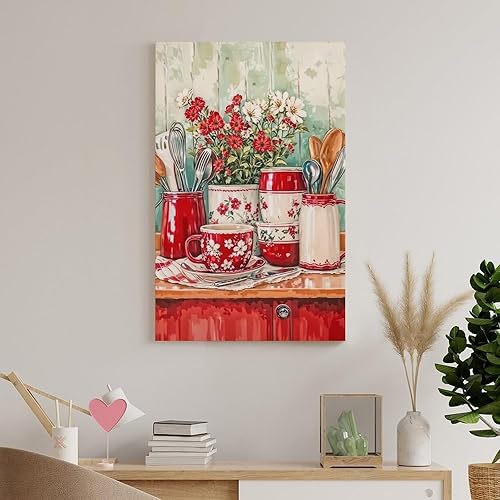 Miniatura 8 de Arte De Pared De Cocina De Campo, Impresiones En Lienzo Enmarcado, Utensilios De Cocina Y Alimentos, Pintura Rústica De Granja, Cocina, Comedor,