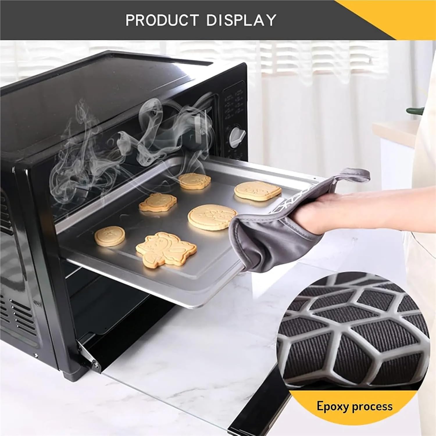 6-Piece Heat-Resistant Oven Mitts Set with Non-Slip Silicone Surface for Cooking and Baking