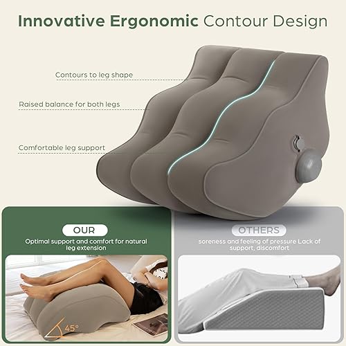 Miniatura 5 de Almohada inflable de elevación de piernas después de la cirugía, almohadas elevadoras de rodilla de pierna de cuña para circulación sanguínea para