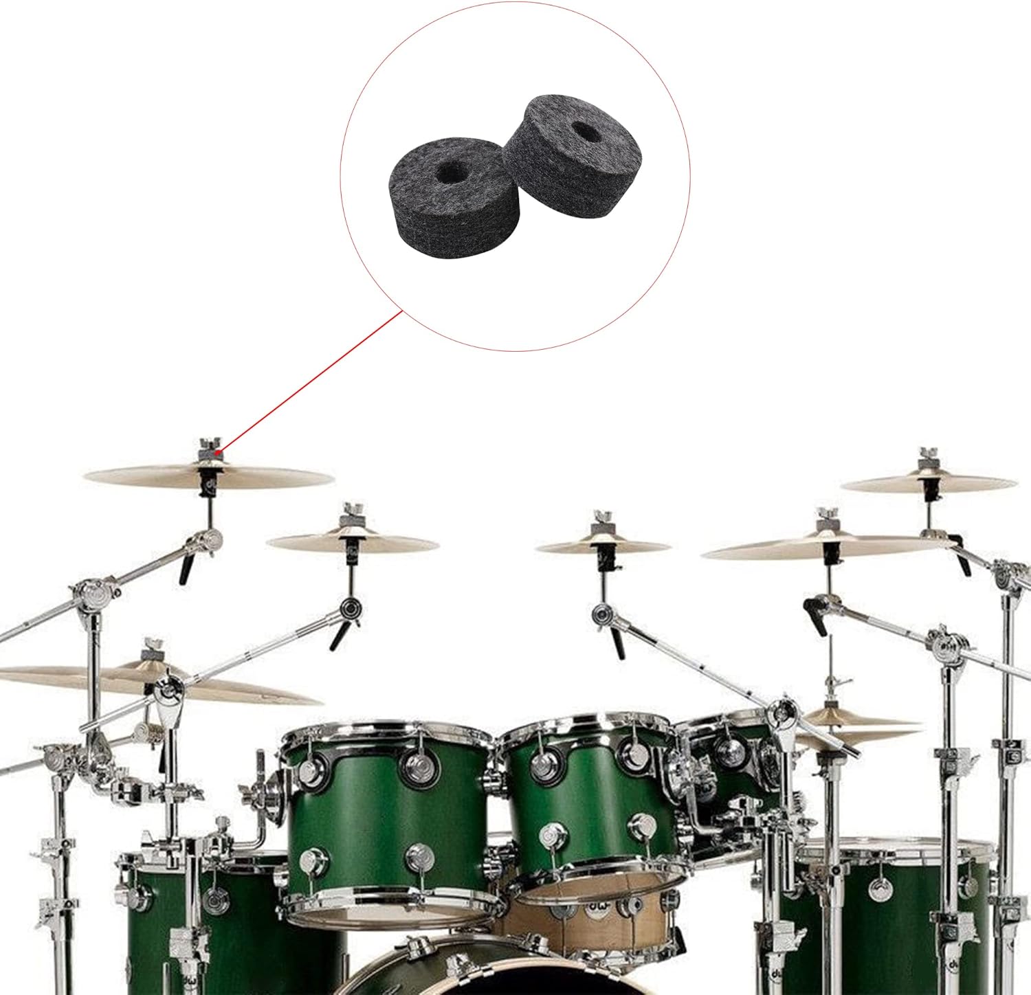 Black-Drum-Cymbal-Stand-Felts Washer, Cymbal-Felts 15mm Drum Set Cymbal Stand Felt Washer 200PCS