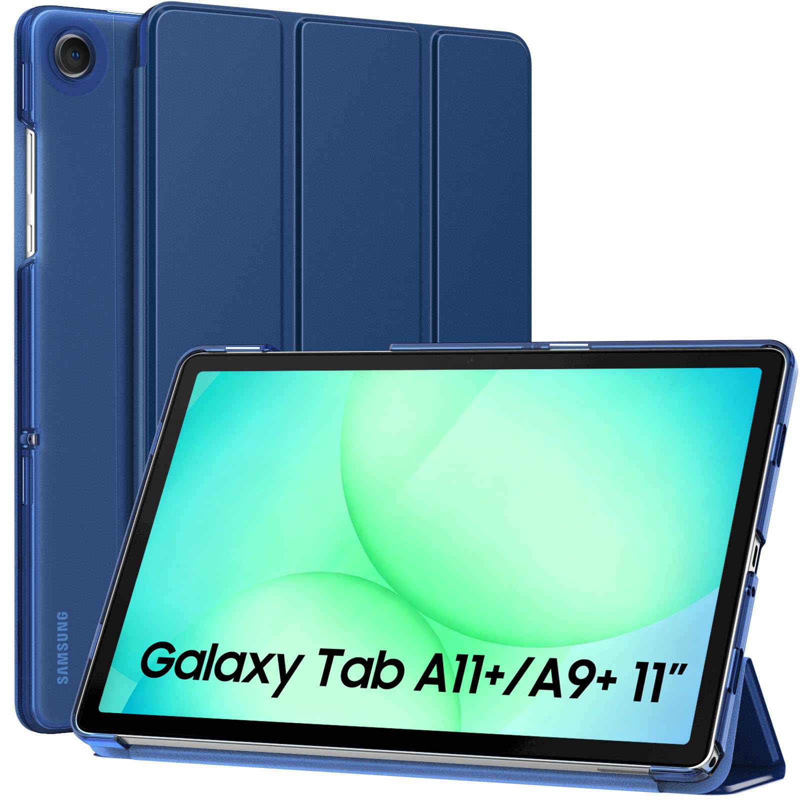 MoKo Case for Galaxy Tab A9 Plus 11 inch 2023, Slim Stand Protective Smart Cover with Hard PC Translucent Back Shell for Tab A9 Plus Tablet (SM-X210/X216/X218), Auto Wake/Sleep, Navy Blue