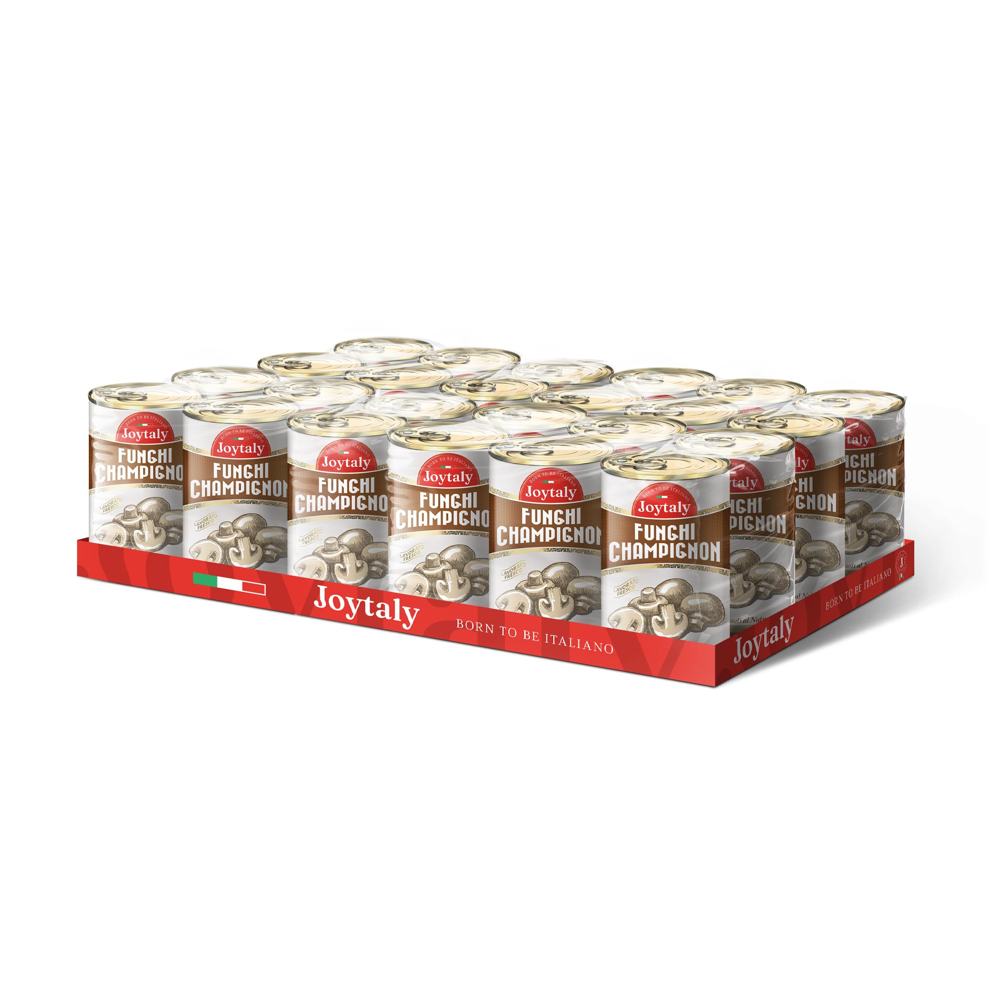 Joytaly Funghi Champignon, Confezione da 12 Lattine da 390g, Prodotto e confezionato 100% Italiano