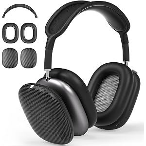 Case Cover for AirPods Max Headphones,AHBTEYM TPU Ear Cups Case/Ear Pads/Headband Silicone Cover Compatible with Apple AirPod Max Accessories Protector (Matte Black Carbon Fiber Texture)