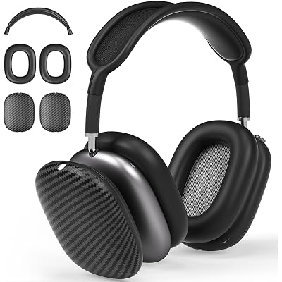 Case Cover for AirPods Max Headphones,AHBTEYM TPU Ear Cups Case/Ear Pads/Headband Silicone Cover Compatible with Apple AirPod Max Accessories Protector (Matte Black Carbon Fiber Texture)