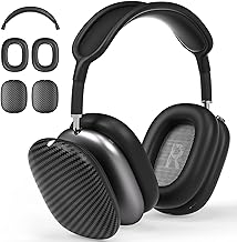 Case Cover for AirPods Max Headphones,AHBTEYM Carbon Fiber Texture TPU Ear Cups Case/Ear Pads/Headband Silicone Cover Compatible with Apple AirPod Max Accessories Protector (Matte Black)