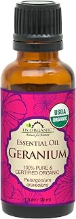 US Organic 100% Pure Geranium Essential Oil - USDA Certified Organic, Steam Distilled - W/Euro droppers (More Size Variations Available) (30 ml / 1 fl oz)