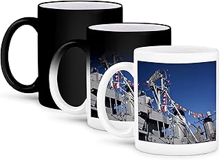 3dRose MA, Boston. Tall ships, Charlestown Navy Yard WWII - US22 WBI0753 - Walter Bibikow 11oz Magic Transforming Mug