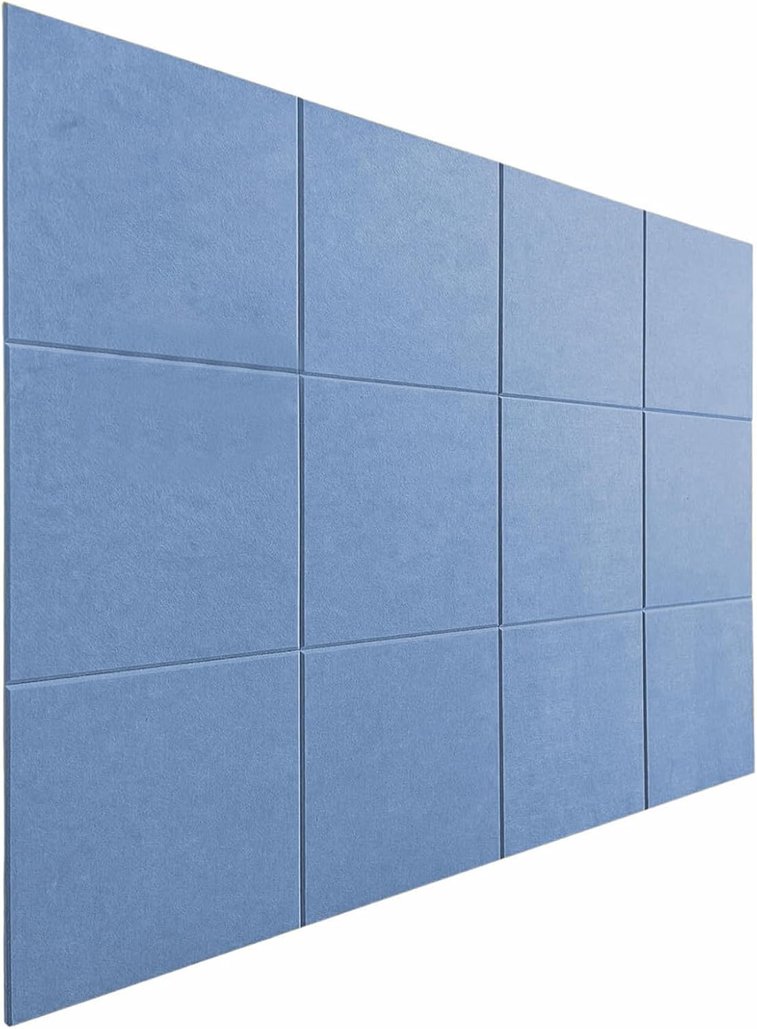 Large Cork Board for Wall 47"x 35", 12 Pack Bulletin Board Alternative Felt Wall Tiles with Removable Adhesive Tabs for Home Office Decor Blue