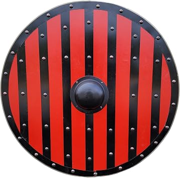 Steel Plated Norse Ragnar Lothbrok Viking Shield Nordic Authentic Battle Ready Round Red Huge 31 Inches