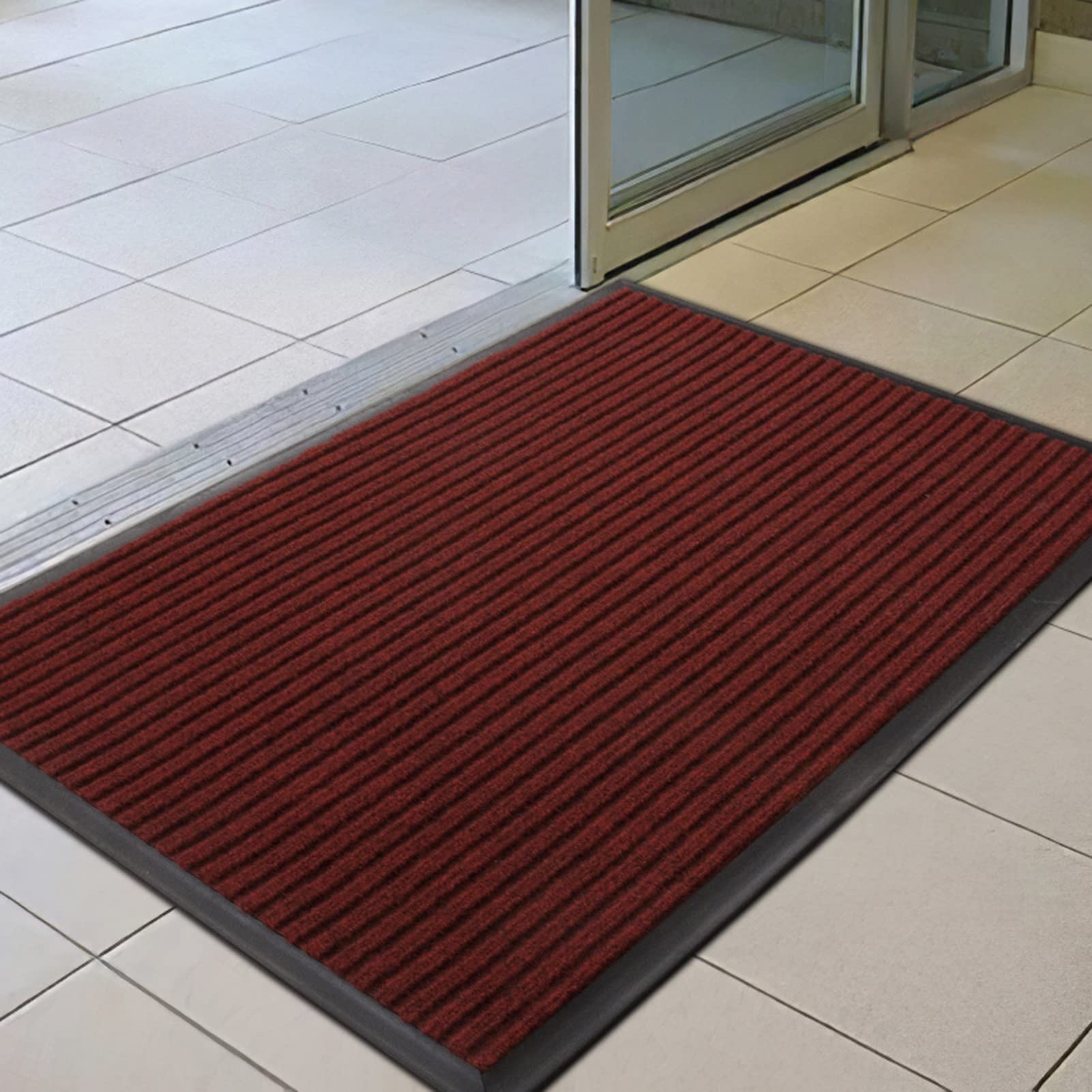 Tapis de porte avant extérieur lavable avec grattoir à chaussures pour entrée