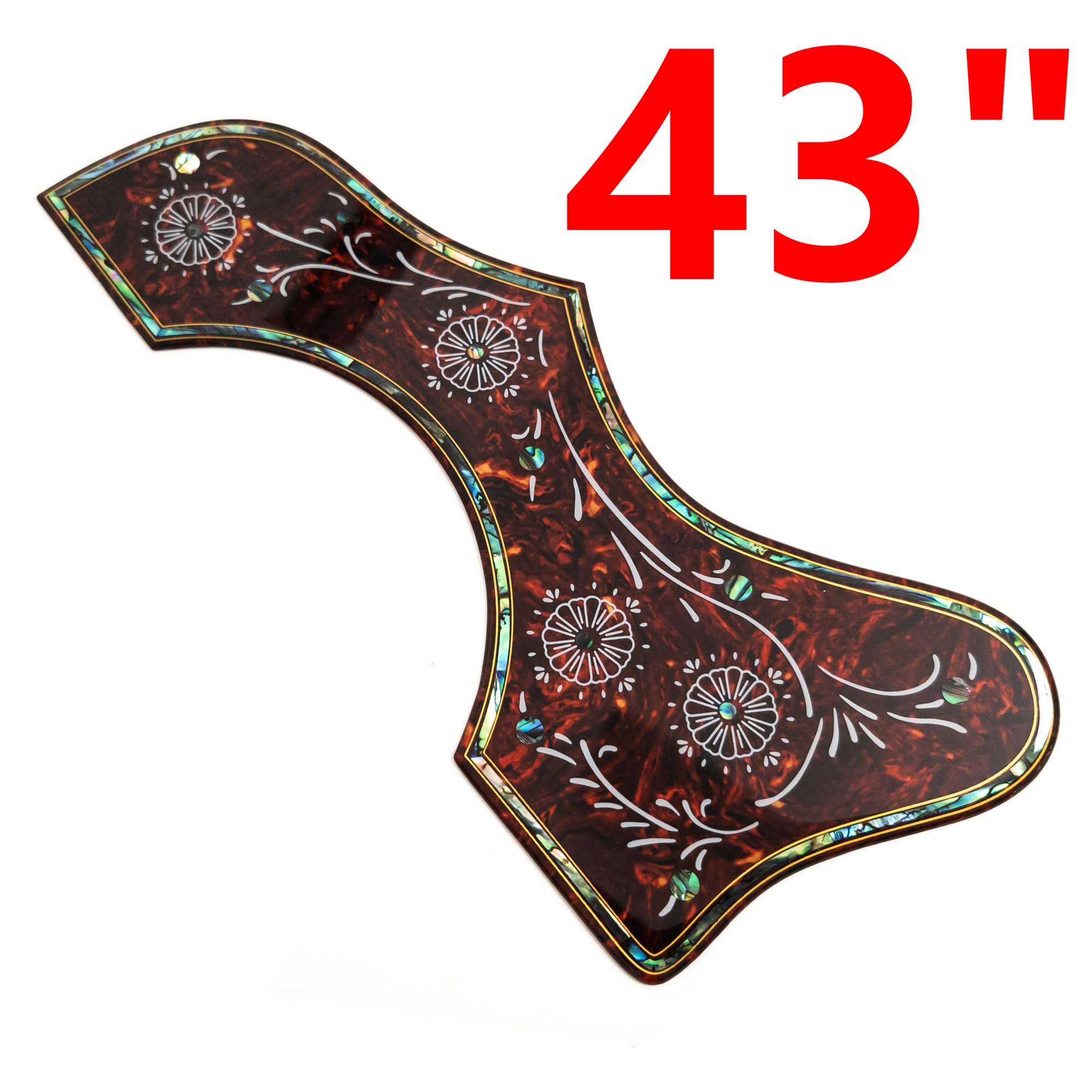 Pickguard do gitary akustycznej, do Gibson J-200 SJ-200, grubość 2 mm, z prawdziwą muszlą abalone, korona, samoprzylepna, uniwersalne dopasowanie do gitary 100 cm, chroni przed zarysowaniami