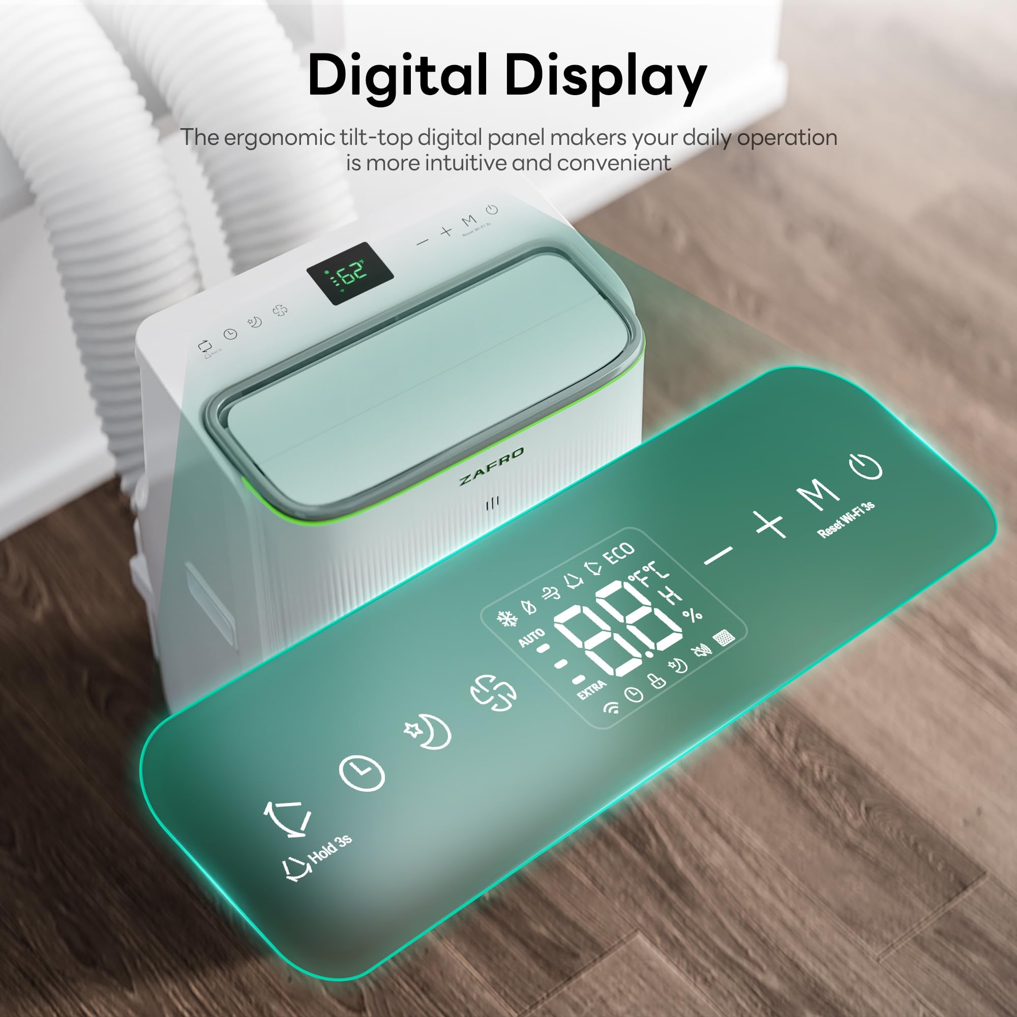 ZAFRO Smart Inverter Portable Air Conditioners 14000 BTU 10000 BTU SACC | Dual Hose Portable AC Unit with Energy SavingUltra Quiet42dB 2026Drainage-free CoolAPPRemote for Multi-Scenario Use product thumbnail 7
