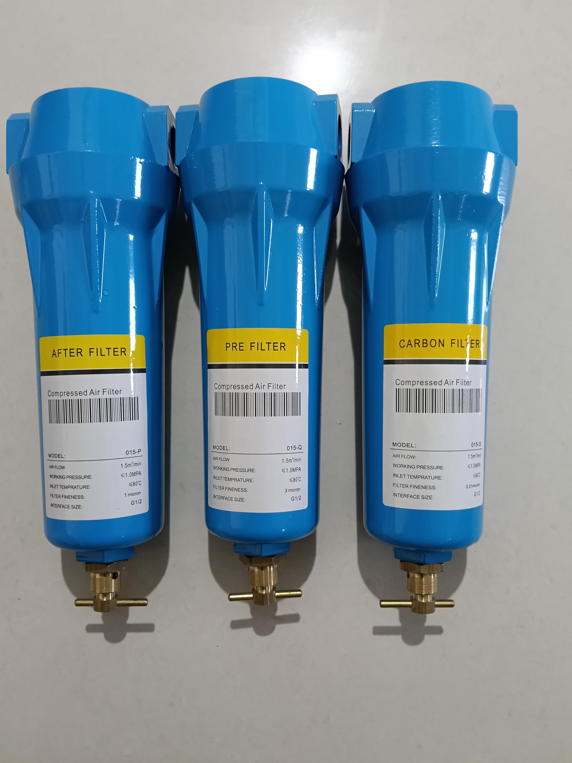 Compressed Air Line Filter Set, Pre Filter,After Filter and Carbon Filter, 1Inch,25mm, 90 CFM, with Manual Drain Valve, 3-Stage Filtration System-image-35