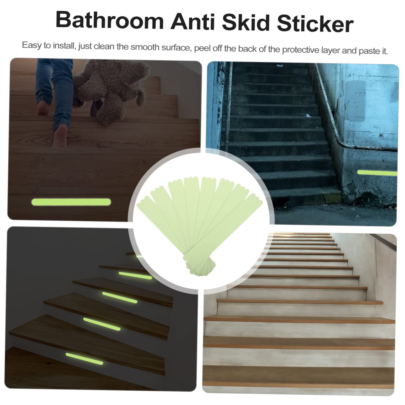 Ciieeo 2 Set Strisce Antiscivolo Riflettenti Per Scale E Vasche Da Bagno Adesivi Fluorescenti Facili Da Installare Sicurezza Ottimale Per Superfici Bagnate E Scivolose 24 Pezzi*2