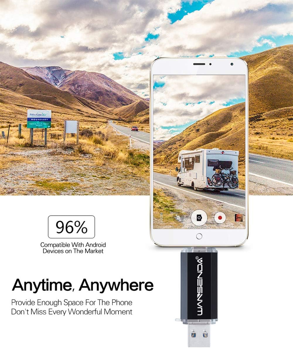 Black Friday - 80% OFF WANSENDA 512GB Type C USB 3.1 Flash Drive OTG USB C Phone Photo Picture Storage for Android Samsung Phone/Tablet/Computer (Black)