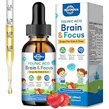 Kids Folinic Acid Drops with DHA, Methyl B12 & P5P B6 for Brain, Focus