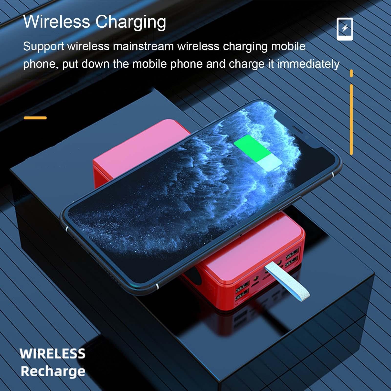 Power Bank - Power Bank Solare Da 500000 MAh | Caricatore Portatile Impermeabile A Ricarica Rapida Con Torce A LED | Alimentatore Di Ricarica Mobile Wireless Solare(D)