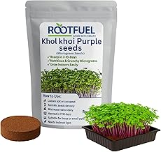 RootFuel Microgreen Growing Kit | Premium Khol Khoi Purple Microgreen Seeds + Cocopeat Coins + Trays | Healthy Lifestyle Superfood, Easy Indoor Gardening for Home & Kitchen