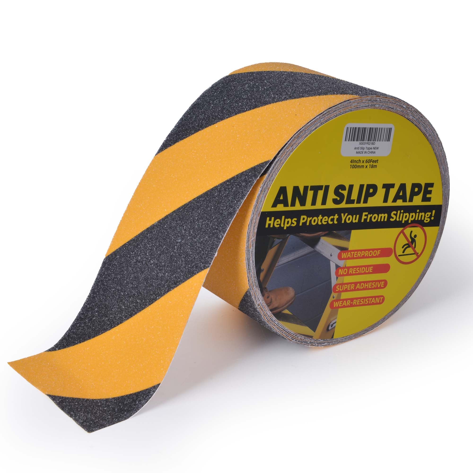 TAPEBEAR Anti Slip Tape Black And Yellow, Hazard Safety Tape, Non Slip Caution Tape Roll