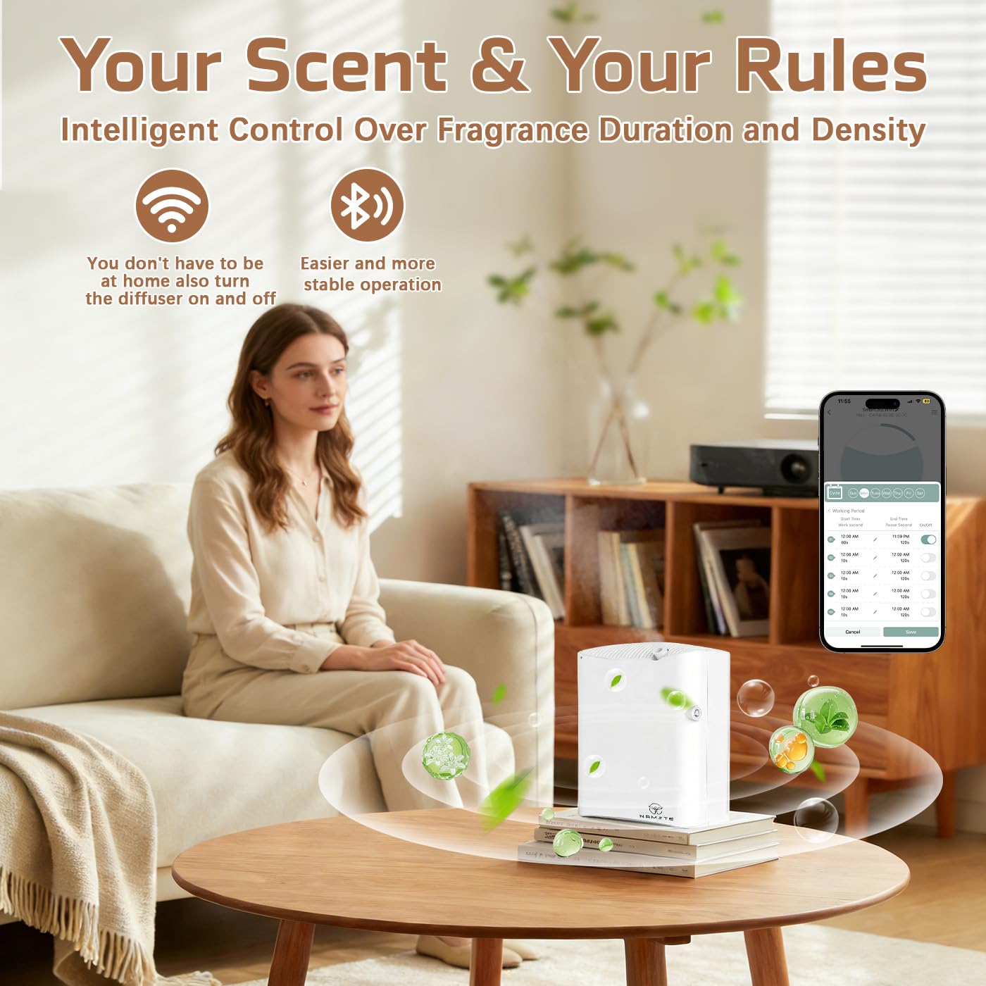 Namste Máquina de aroma de aceite esencial, difusor inteligente sin agua, 3500 pies cuadrados. Nebulizador de aire frío para habitación grande, hotel, oficina, control inteligente por Bluetooth, aroma