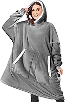 Vista 8 de BINSUNS Oversized Wearable Hoodie Blanket, Soft Fuzzy Microfiber & Sherpa Wearable Blanket Sweater with Giant Pocket