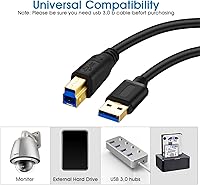 Vista 3 de Cable USB 3.0 Jelly Tang A macho a B macho 10 pies, Cable Superspeed USB 3.0 A-B/A macho a B macho - para escáner, impresoras, discos duros externos