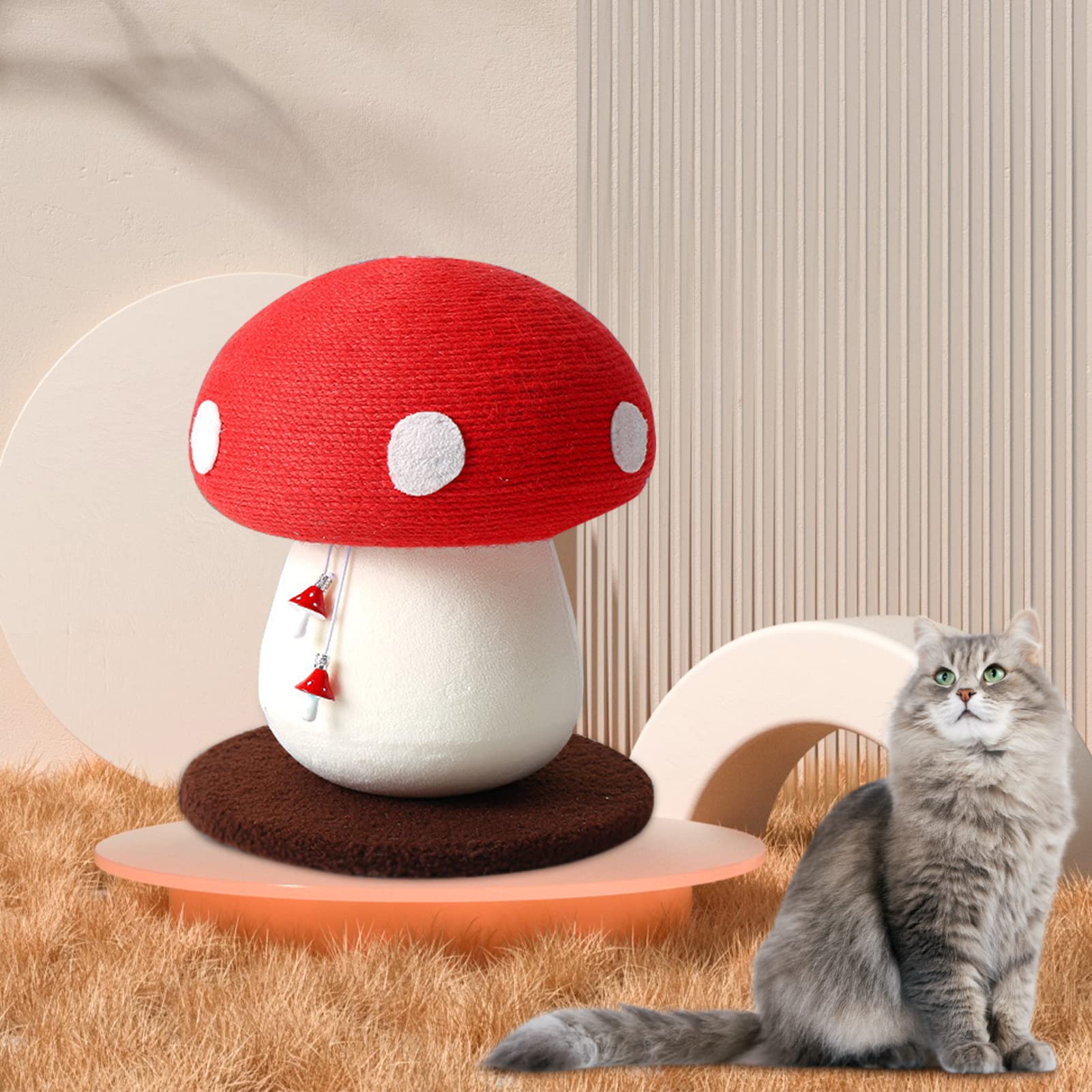 Griffoir pour Chat Champignon - Poteau à gratter pour Chaton avec Jouet d'exercice pour Chat Champignon - Le Chat interactif Multifonctionnel Joue Le grattoir Mignon de Chat pour Les Chats