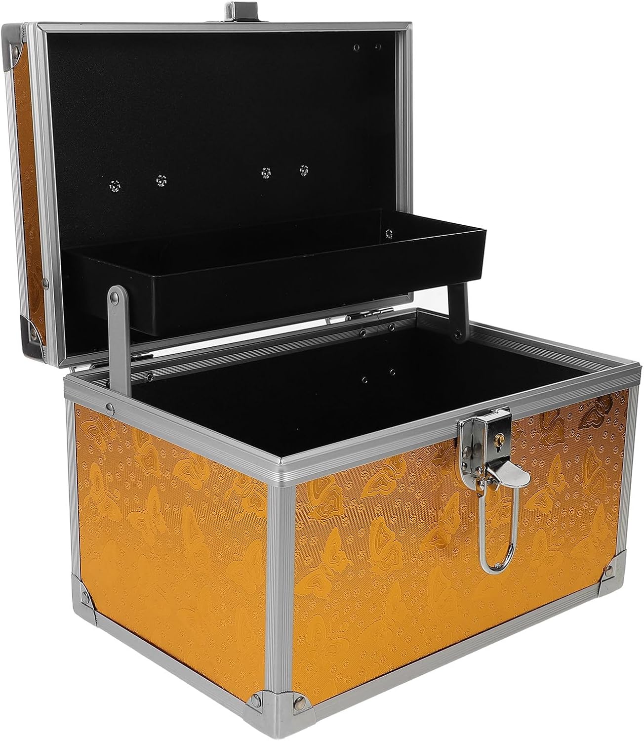 Portable Tool Box with Handle Metal Storage Case Small 24x16x16cm Handheld Organizer for Massage, Foot Bath, Beauty Tools, and Cosmetic Supplies