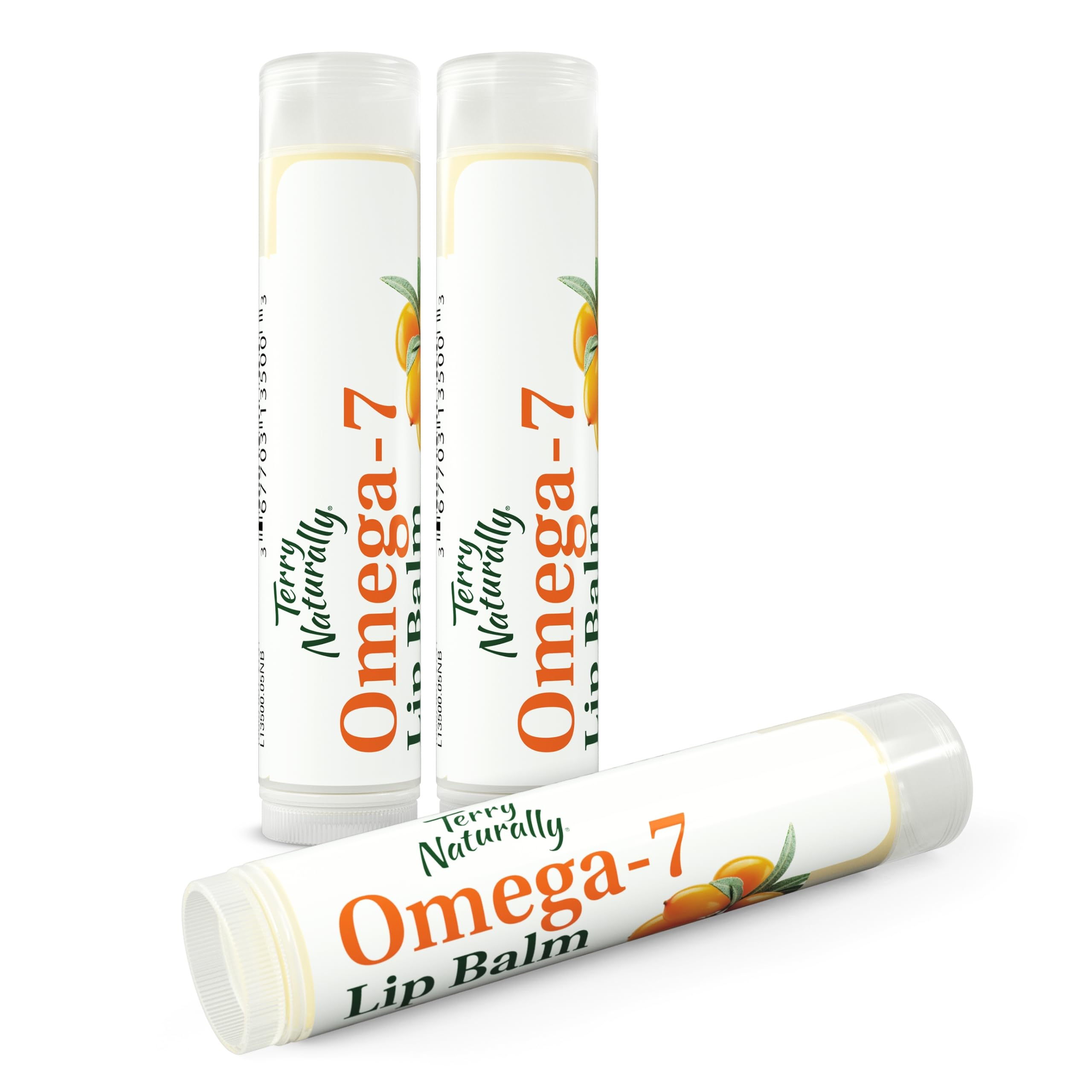Omega 7 Lip Balm - Hydrating Lip Care for Dry & Cracked Lips - Moisturizing Lip Balm with Organic Beeswax & Coconut Oil - Sea Buckthorn Seed Oil for Soothing Lip Care - 3 Pack