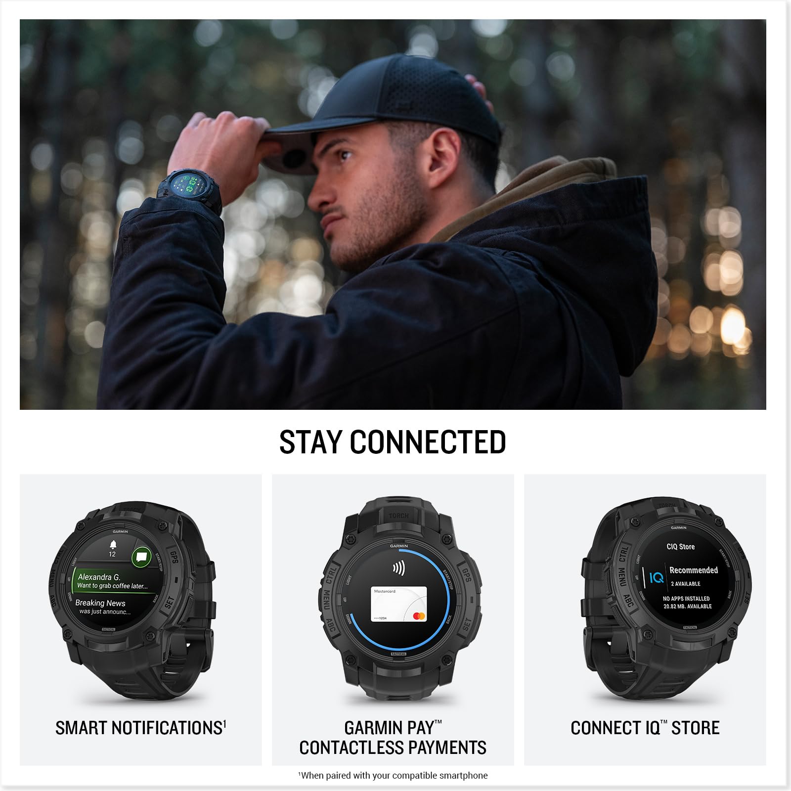 Montre Connectée Sport GPS Garmin Instinct 3 Tactical Edition Amoled 1 3 50 Mm