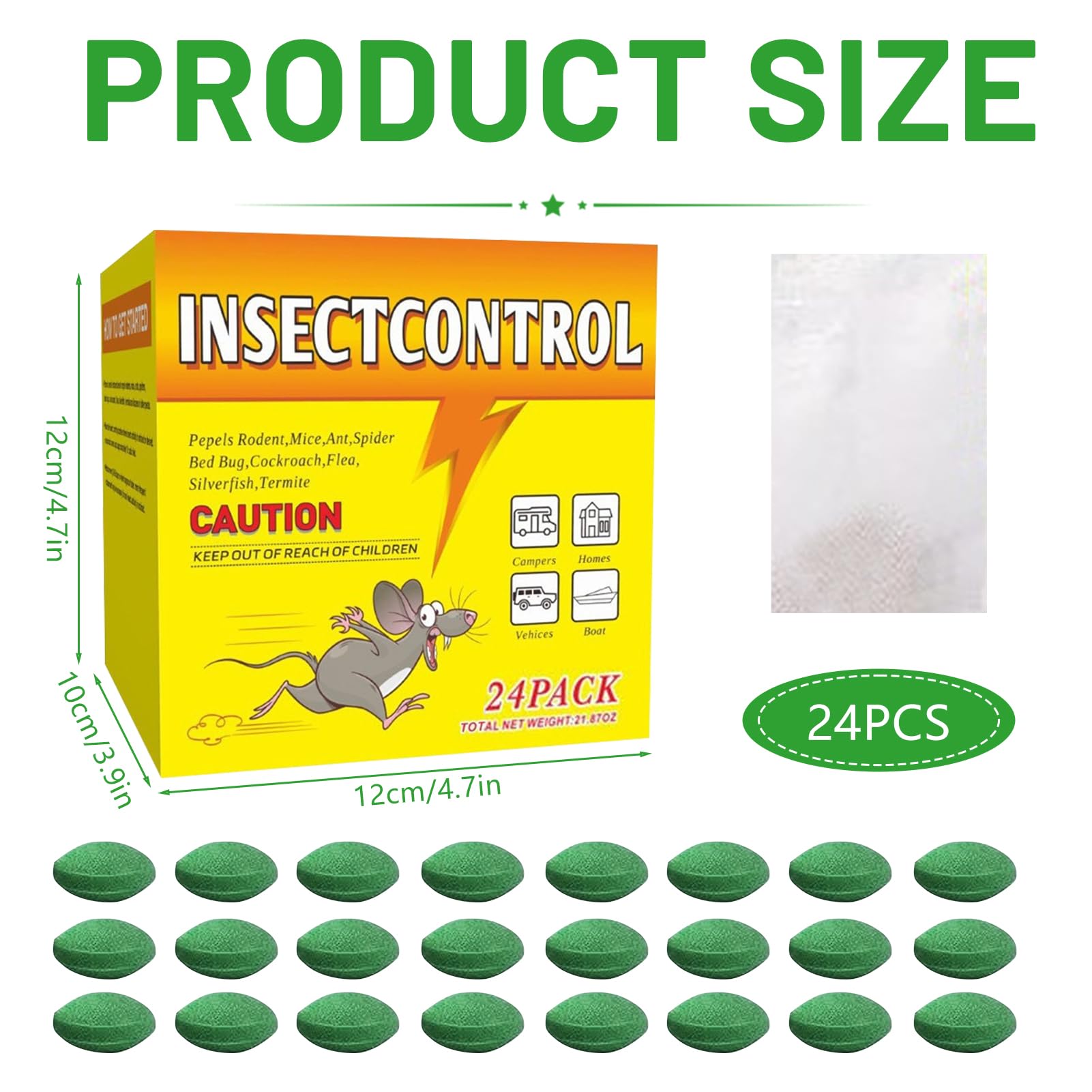 24 Stück Rattengift Extra Stark rattengift köder Extra Stark mit Pfefferminzöl Einzeln Verpackt mit Netztasche Gegen Ratten und Mäuse für Innen und Außen