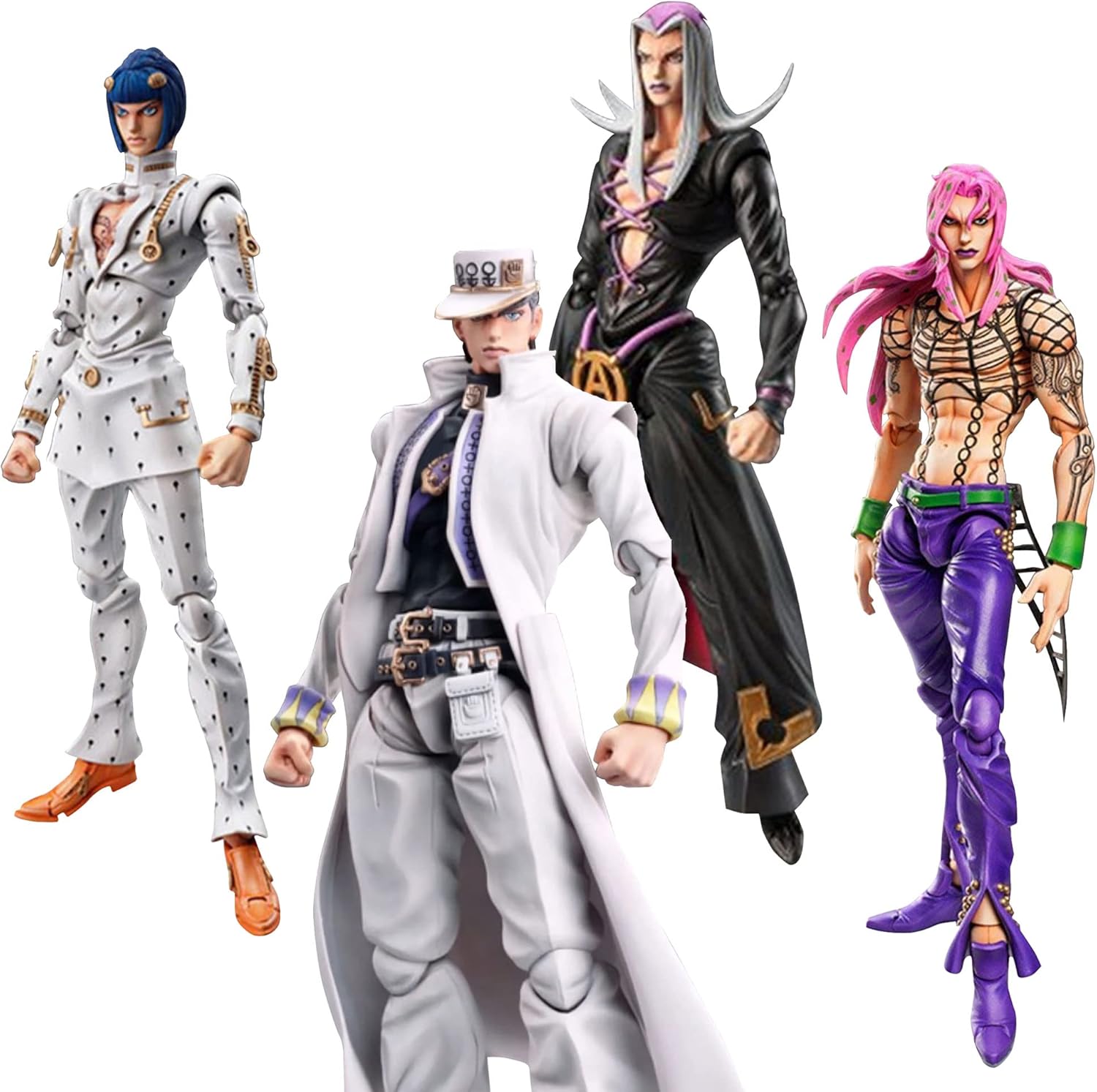 QAHEART Kujo Jotaro Figures Bruno Bucciarati/Leone Abbacchi Anime Figure Statues Ultra Movable Action Figurine Ornaments