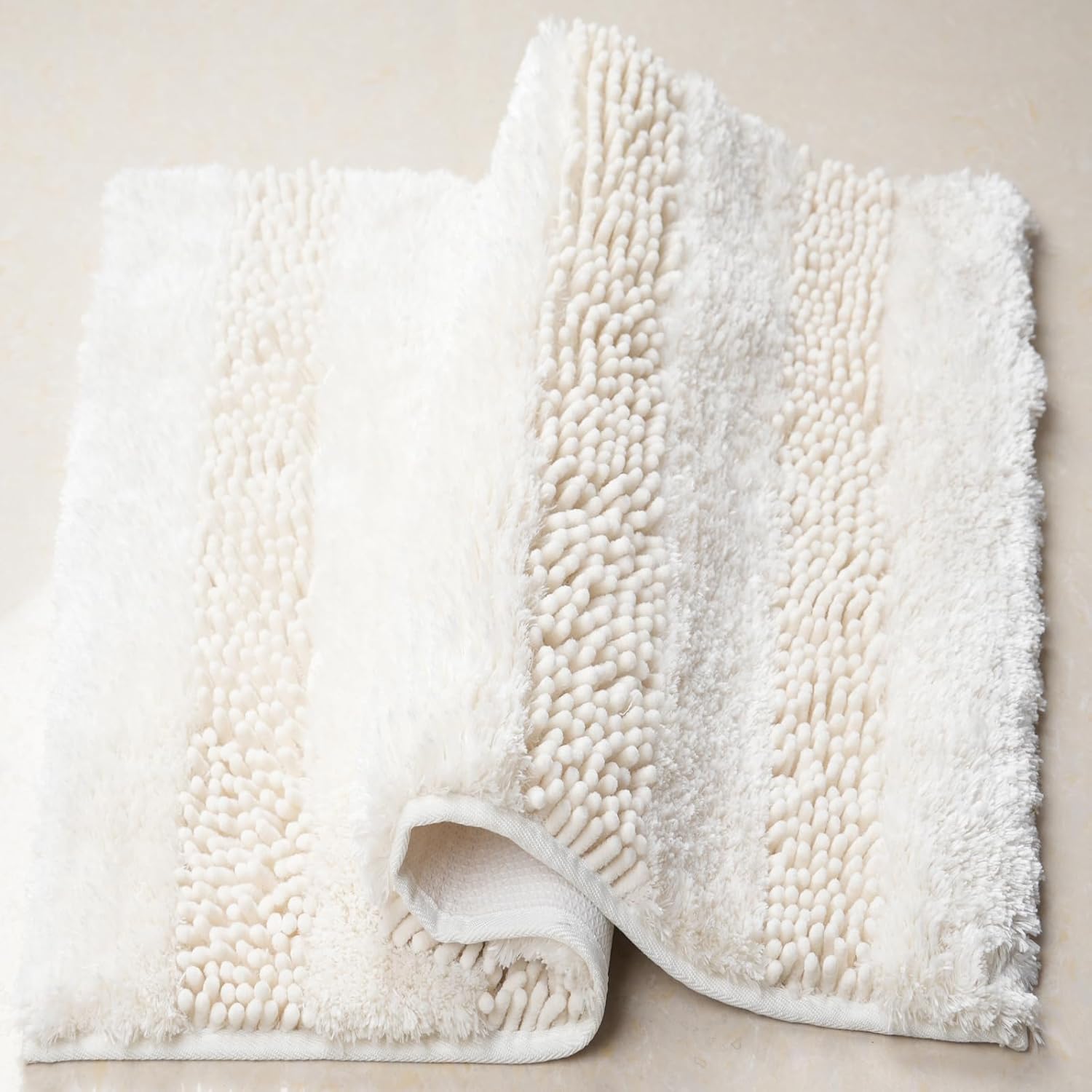 Soft Absorbent Pearl Yarn Rug, Rubber Backing,Bathroom